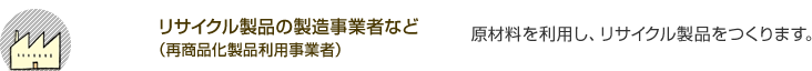 リサイクル製品の製造事業者など